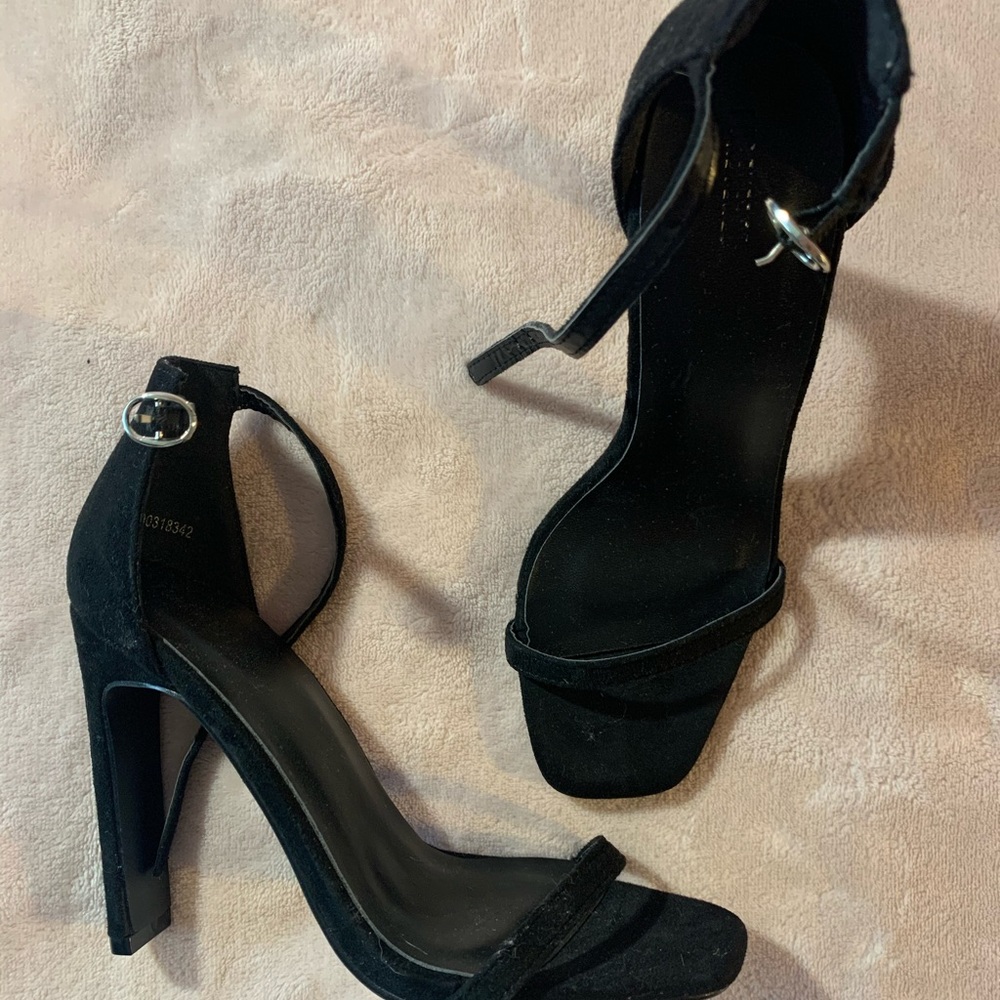 Forever21 Black Suede Ankle Strap Heels